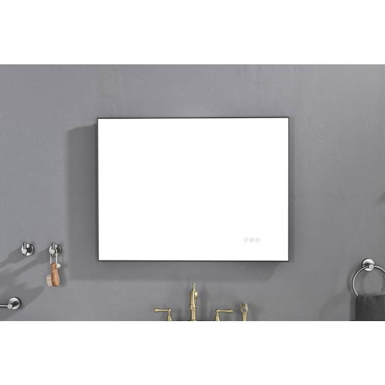 Polibi 32 in. W x 24 in. H Rectangular Frameless Wall Mounted LED Light Bathroom Vanity Mirror with Anti-Fog