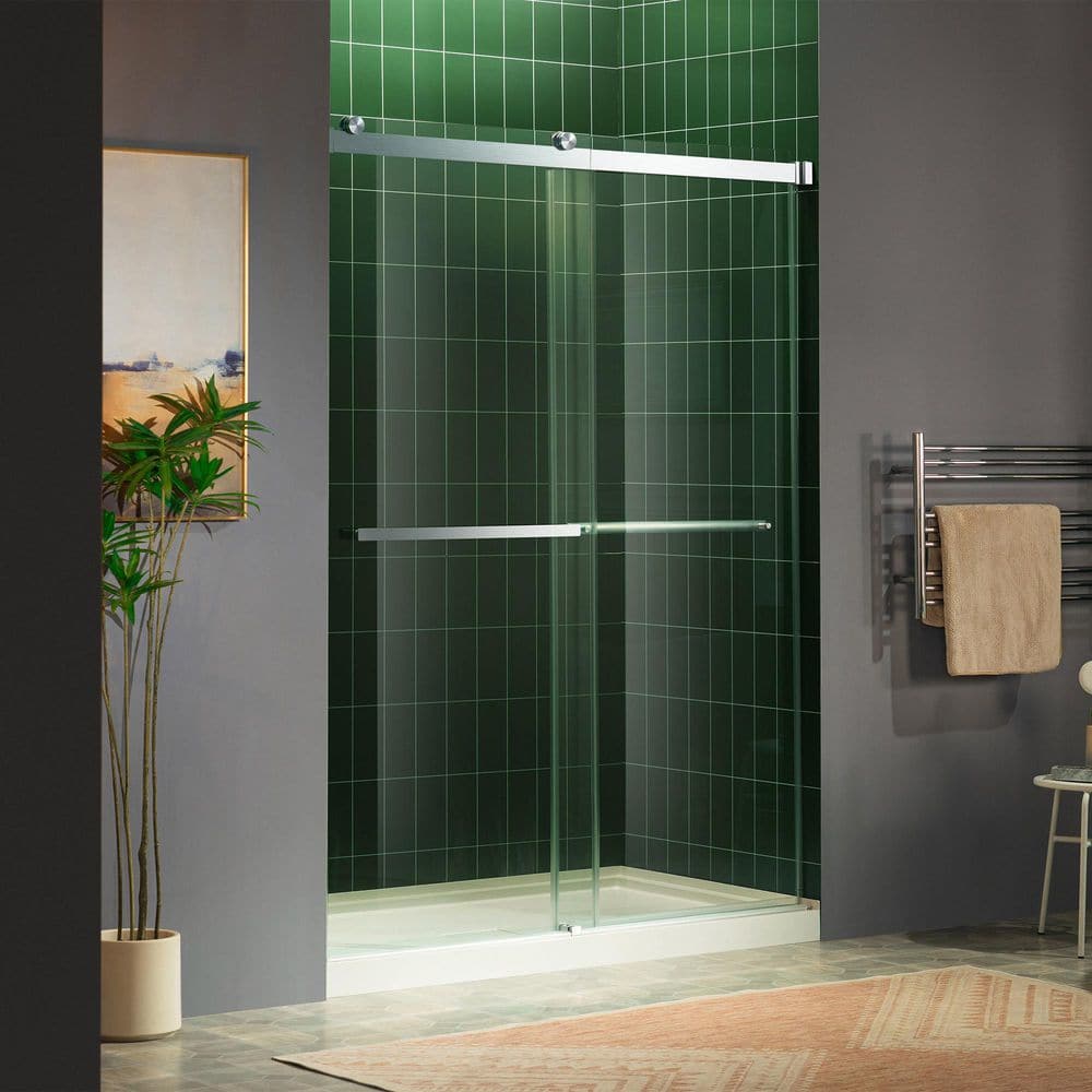 60 in. W x 80 in. H Single Sliding Frameless Shower Door in Chrome Finish with 5/16 in. Clear Glass price history on PriceWatchPro