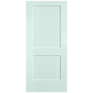 36 in. x 80 in. 2-Panel Logan Single Bore Hollow Core Sea Glass Molded Composite Interior Door Slab