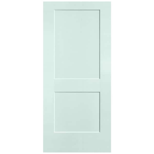 36 in. x 80 in. 2-Panel Logan Single Bore Hollow Core Sea Glass Molded Composite Interior Door Slab