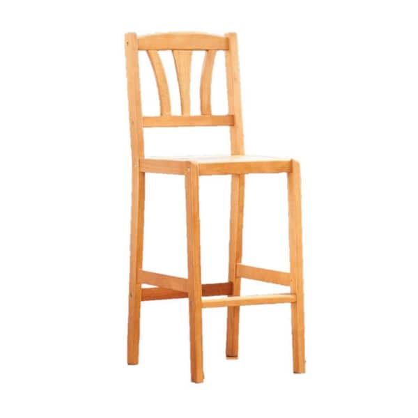 Julia 48 in. Honey High Back Wood Extra Tall 34 40 in. Bar Stool with Wood Seat