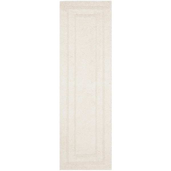 SAFAVIEH Florida Shag Cream 2 ft. x 10 ft. Border Runner Rug