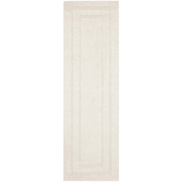 Florida Shag 2 x 19 Creme/Creme Border Runner Rug