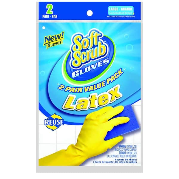 Soft Scrub Premium Latex Cleaning Gloves, Large (2-Pair)