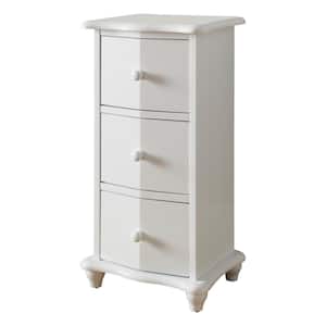 3-Drawer White Wood Chest of Drawers