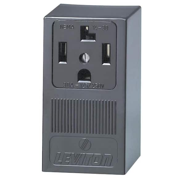 30 Amp Single Surface Mounted Single Outlet, Black 55054-P00