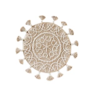25 in. x 25 in. Natural Medallia Cotton Bath Rug