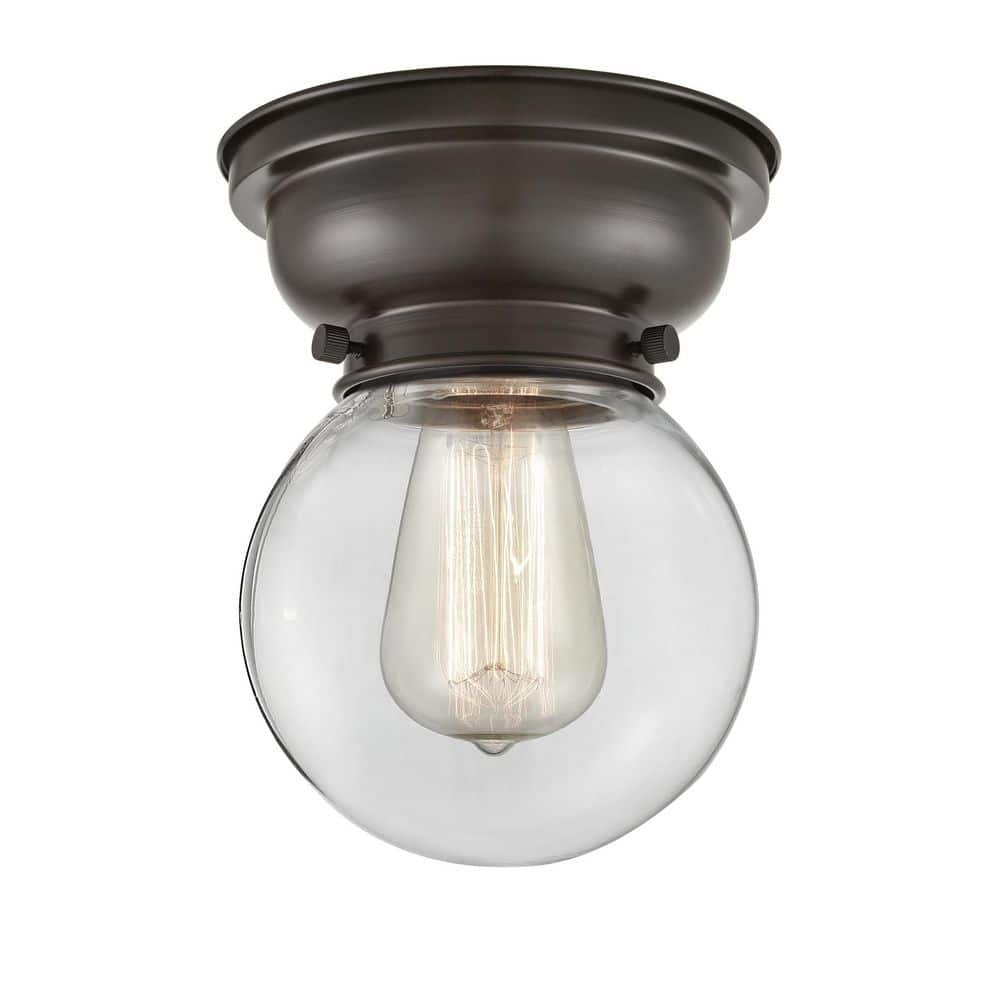 Beacon 6.25 in. 1-Light Oil Rubbed Bronze Industrial Flush Mount with Clear Glass Shade price history on PriceWatchPro