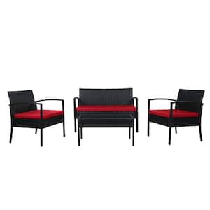 Teaset All-Weather 4-Piece Wicker Patio Seating Set