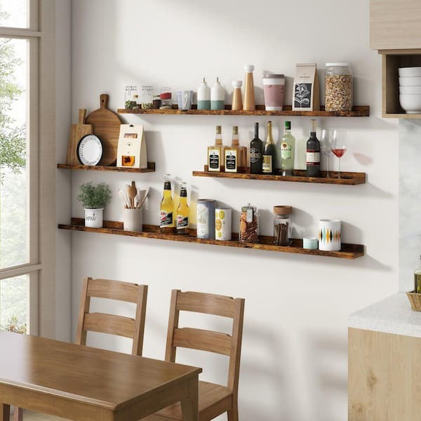 56 in. W x 4.7 in. D Brown Decorative Wall Shelf (Set-2) TG-D6