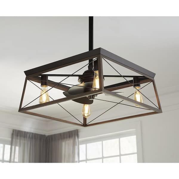 Briarwood 22 in. Indoor/Outdoor Antique Bronze Farmhouse Ceiling Fan with 2200K Light Bulbs Included with Remote
