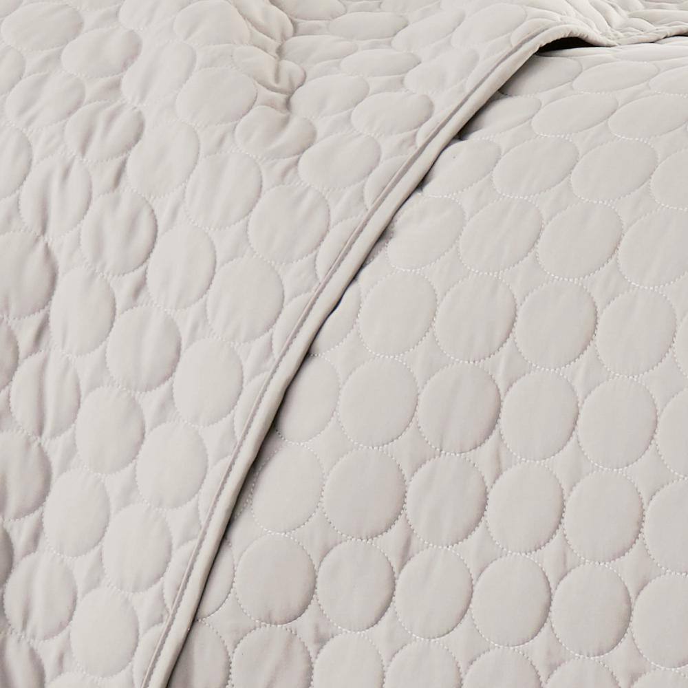 Bone Full Microfiber Quilt Set with Minimalist Circle Design
