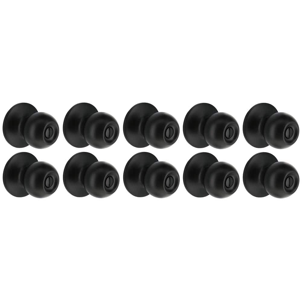 Saturn Matte Black Bed/Bath Door Knob (10-Pack)
