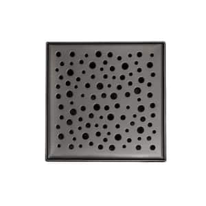 4 in. Square Stainless Steel Shower Drain with Rain Drop Pattern, Venetian Bronze