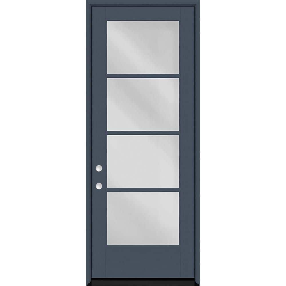 Legacy 32 in. x 96 in. Icon 4-Lite Modern Clear Glass RHIS Dark Denim Fiberglass Prehung Front Door with 4-9/16 Jamb price history on PriceWatchPro