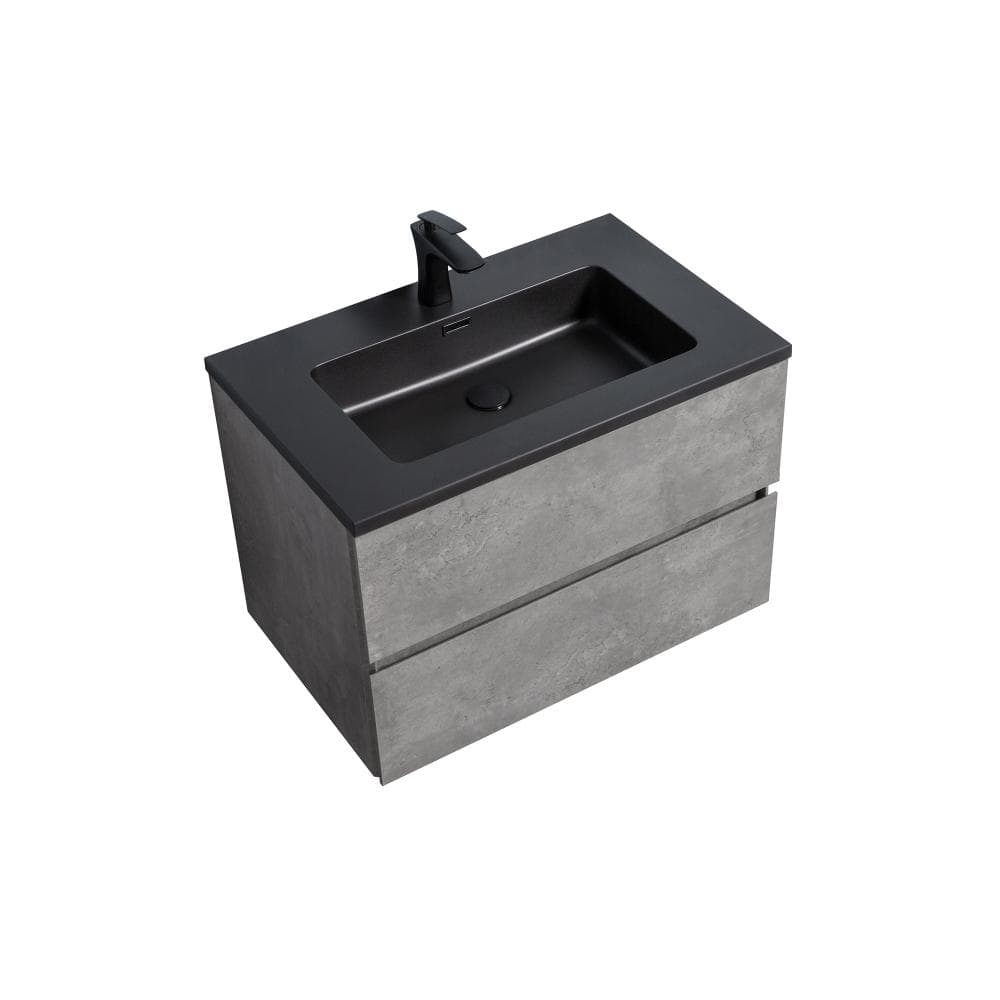 36 in. Wall-Mounted Floating Bath Vanity with Single Black Quartz Sink Top in Gray price history on PriceWatchPro
