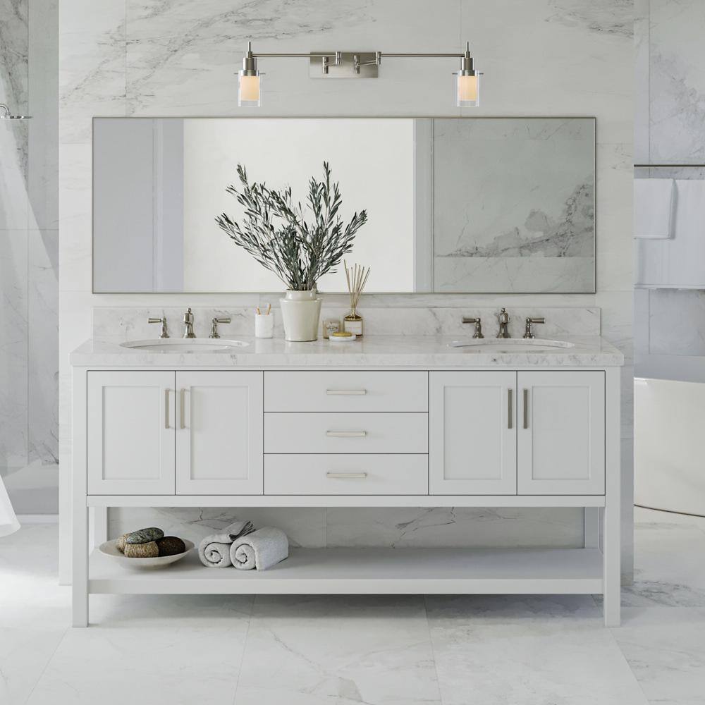 Magnolia 72" White Solid Wood Double Freestanding Vanity Cabinet