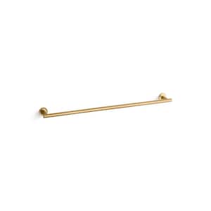 Purist 30 in. Wall Mounted Towel Bar in Vibrant Brushed Moderne Brass