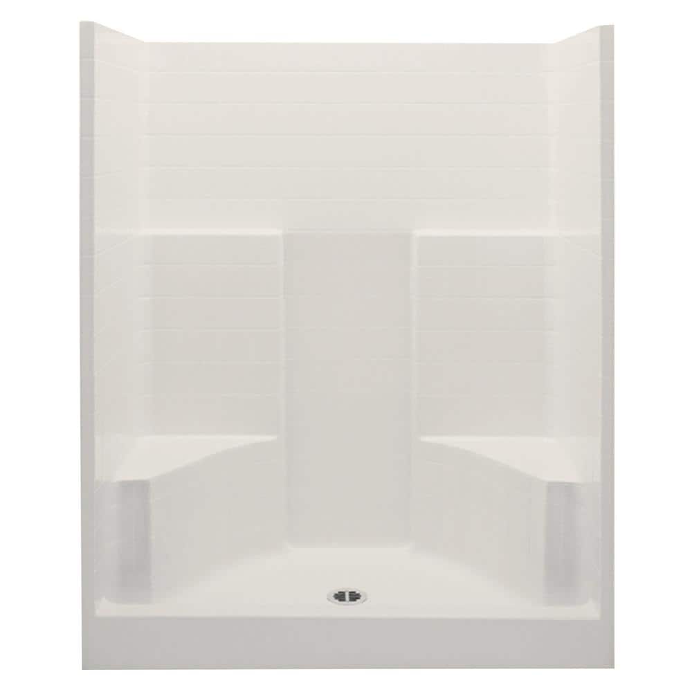 Everyday 60 in. x 35 in. x 72 in. 1-Piece Shower Stall with 2 Seats and Cen
