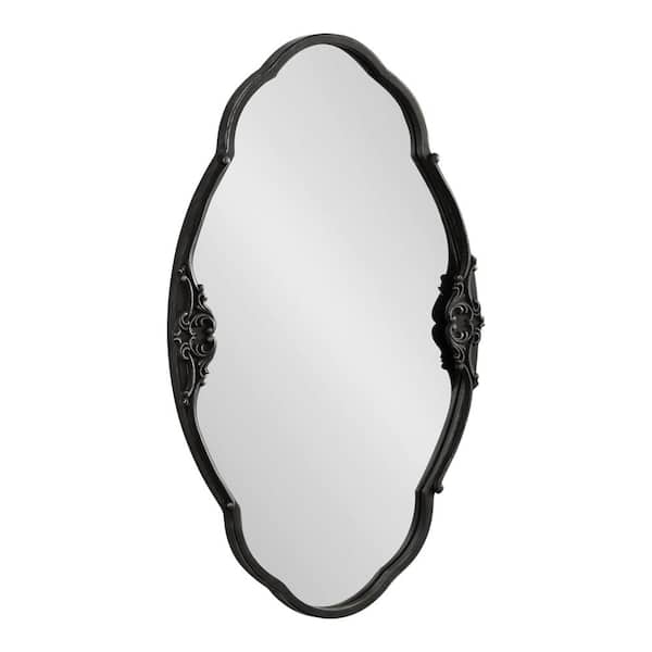 Kate and Laurel Novella 29.75 in. W x 18.00 in. H Black Oval Traditional Framed Decorative Wall Mirror