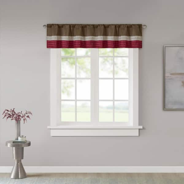 Madison Park Eastridge 18 in. L x 50 in. W. in Red Polyester Light Filtering Valance