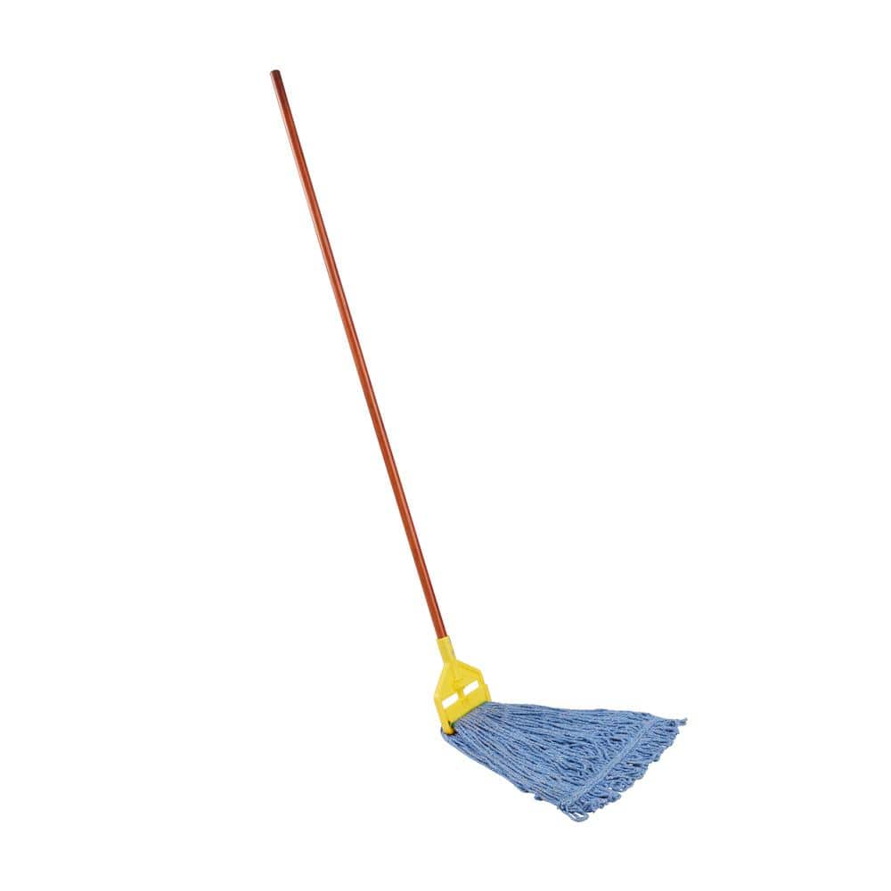 48-Inch Blue Cotton String Mop with Wooden Handle