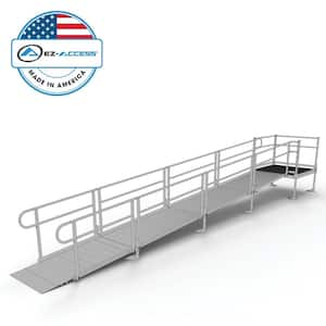 PATHWAY 22 ft. Straight Aluminum Wheelchair Ramp Kit with Solid Surface Tread, 2-Line Handrails and 4 ft. Top Platform