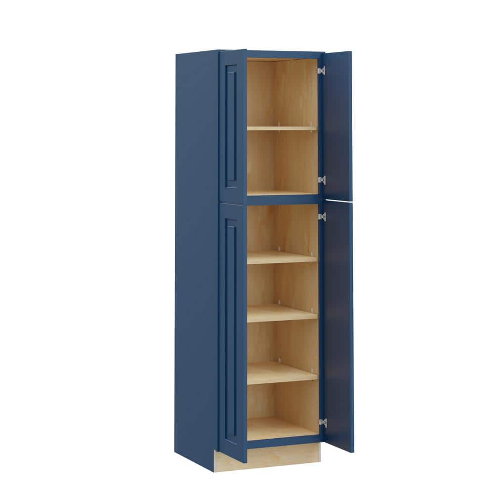 Grayson 24 in. W x 21 in. D x 84 in. H Assembled Plywood Vanity Linen Bath Cabinet in Mythic Blue with Soft Close