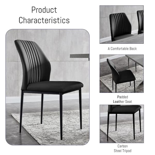 GOJANE 5-Piece Black Chairs and Round Oak Wood Top, Dining Table