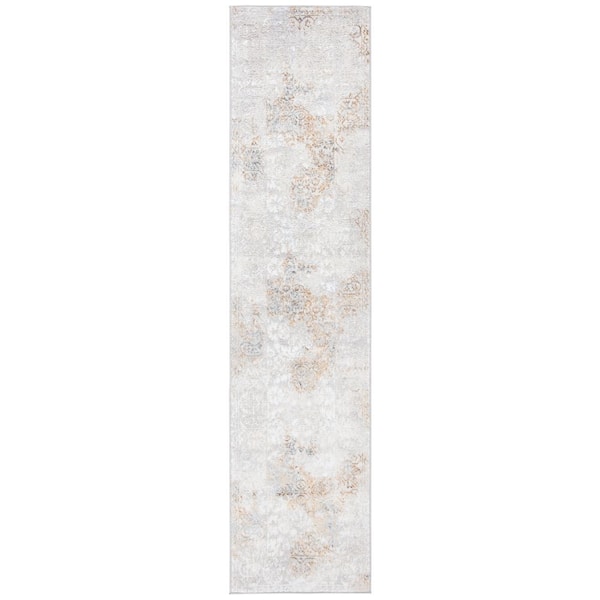 Orchard 2 ft. x 9 ft. Gray/Gold Distressed Ornate Runner Rug