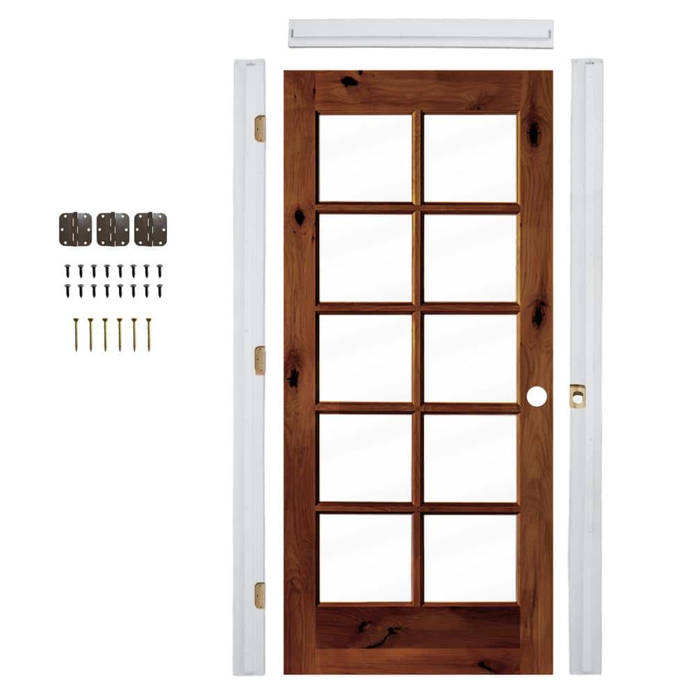 28in.x80in. Left-Hand 10Lite Clear Glass Red Chestnut Stain Wood Assembly Required Interior Door Kit w/QuickAssembleJamb price history on PriceWatchPro