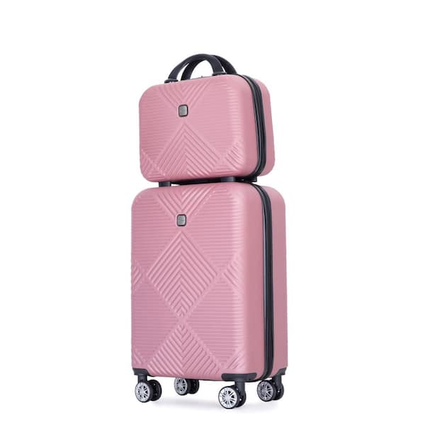 Tatahance 2-Piece Pink ABS Lightweight Hardside Spinner Luggage Set