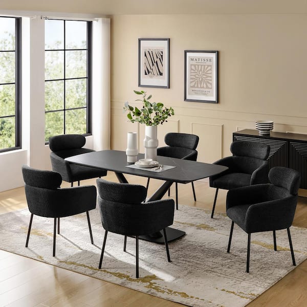 JAYDEN CREATION Gun Black 7-Piece Modern Dining Set with Black - Main Image