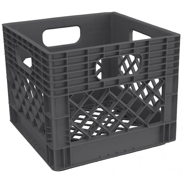 GSC Technologies 6.5 Gal. Milk Crate Storage Tote in Graphite