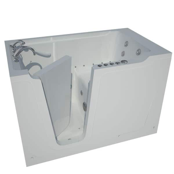 Nova Heated 5 ft. Walk-In Air and Whirlpool Jetted Tub in White with Chrome Trim