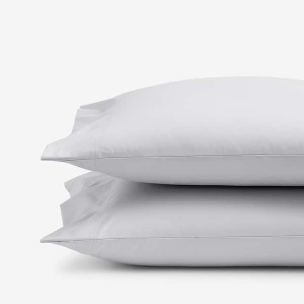 The Company Store Company Cotton Gray Mist Solid 300-Thread Count Wrinkle-Free Sateen King Pillowcase (Set of 2)