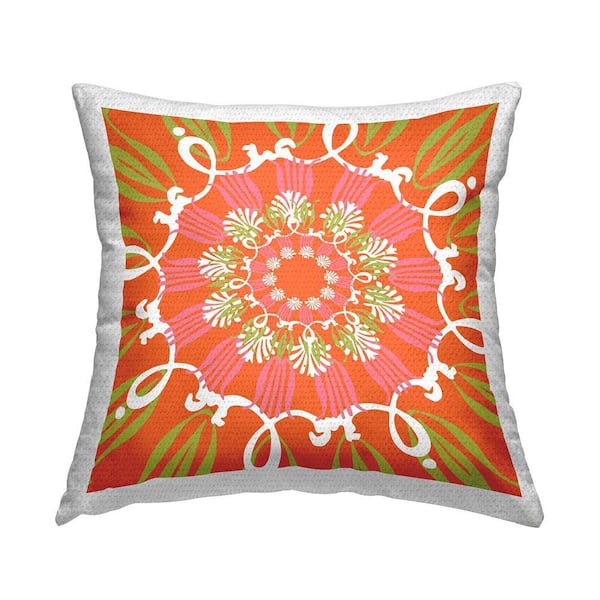 Bold Orange Shapes Pattern Orange Square Outdoor Throw Pillow