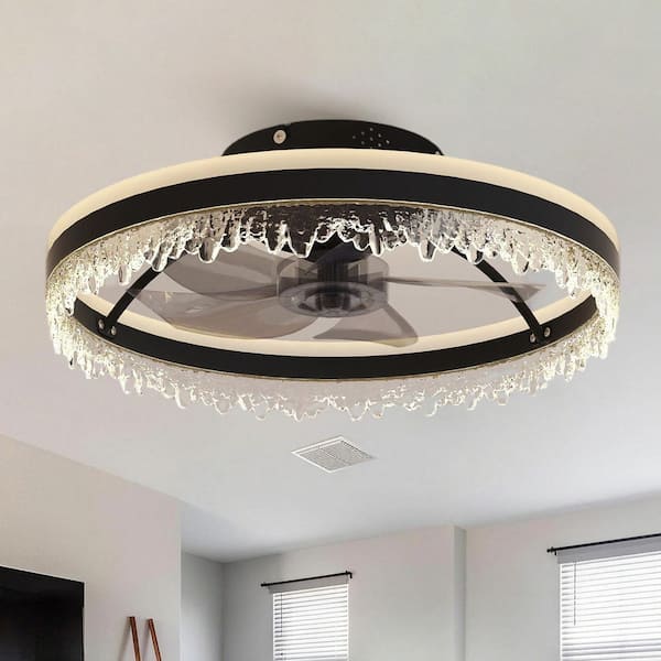 25 in. Indoor Black Durable ABS Fan Blades 6 Speeds Ceiling Fan with Remote Control and APP
