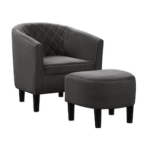 Take a Seat Roosevelt Dark Gray Microfiber Accent Chair with Ottoman