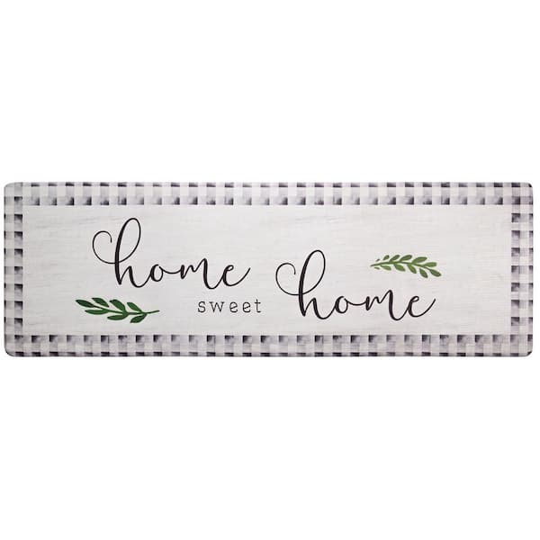Home Dynamix Cozy Living Home Sweet Home Buffalo Check Grey 17.5 in. x 55 in. Anti Fatigue Kitchen Mat