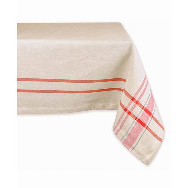 DII Christmas 60 in. x 120 in. Red French Stripe Cotton Tablecloth
