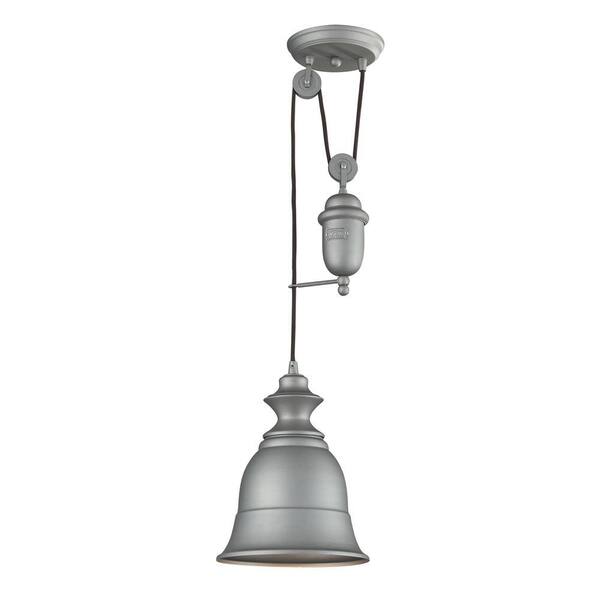 Titan Lighting Farmhouse 1-Light Aged Pewter Ceiling Mount Pendant