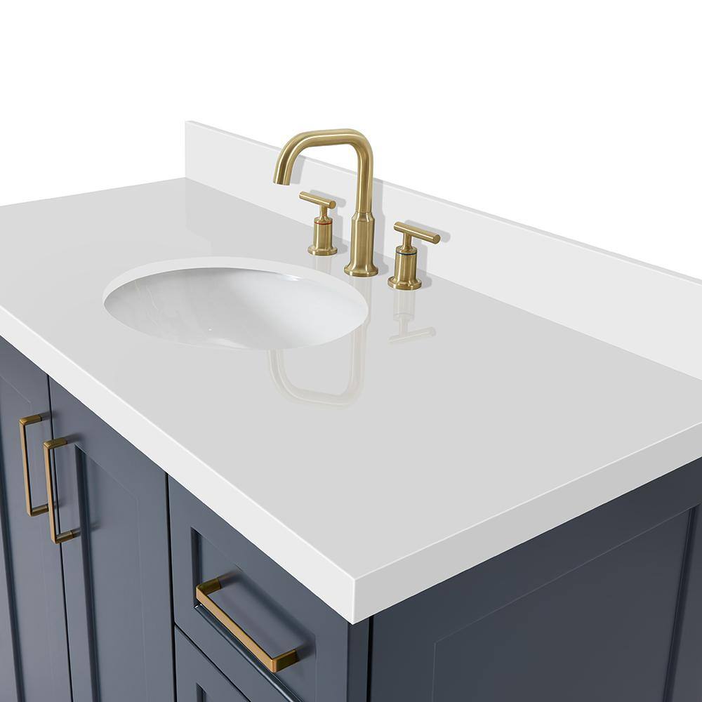 Midnight Blue and White Quartz 49-Inch Single Bathroom Vanity