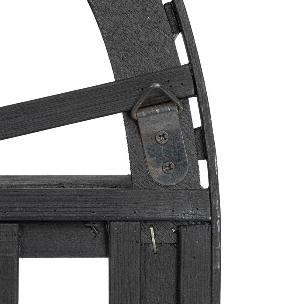 Arched Black Bamboo and Wood Wall Shelf with Three Tiers
