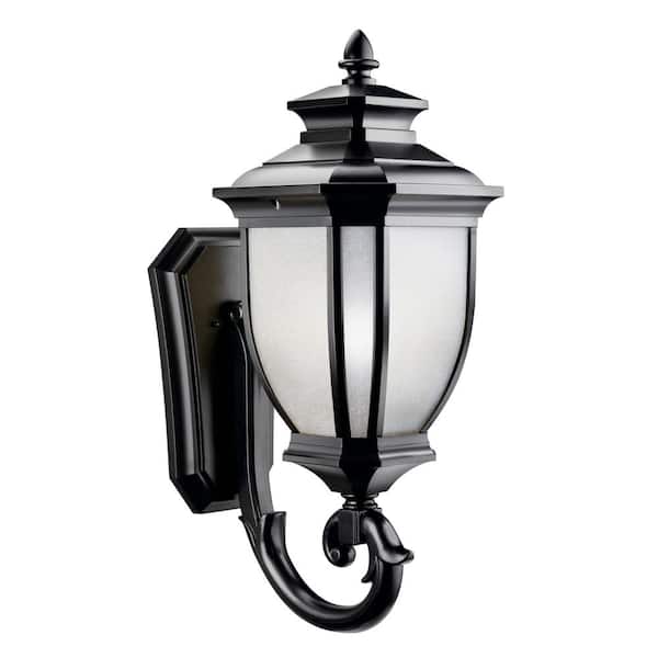 KICHLER Salisbury 1-Light Black Outdoor Hardwired Wall Lantern Sconce with No Bulbs Included (1-Pack)