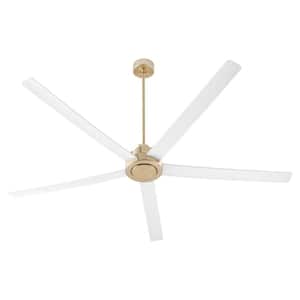 Revel 80 in. 5-Blade in Aged Brass with Studio White Blade Ceiling Fan