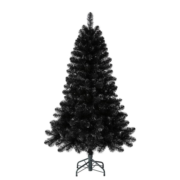 EVERGREEN CLASSICS 5 ft. Black Prelit LED Pine Classic Artificial Christmas Tree with 200 Warm Lights