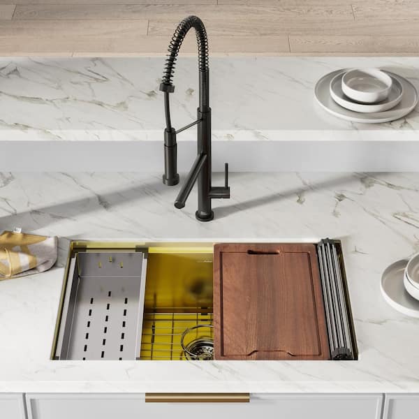Tourner Stainless Steel 30 in. Single Bowl Undermount Workstation Kitchen Sink