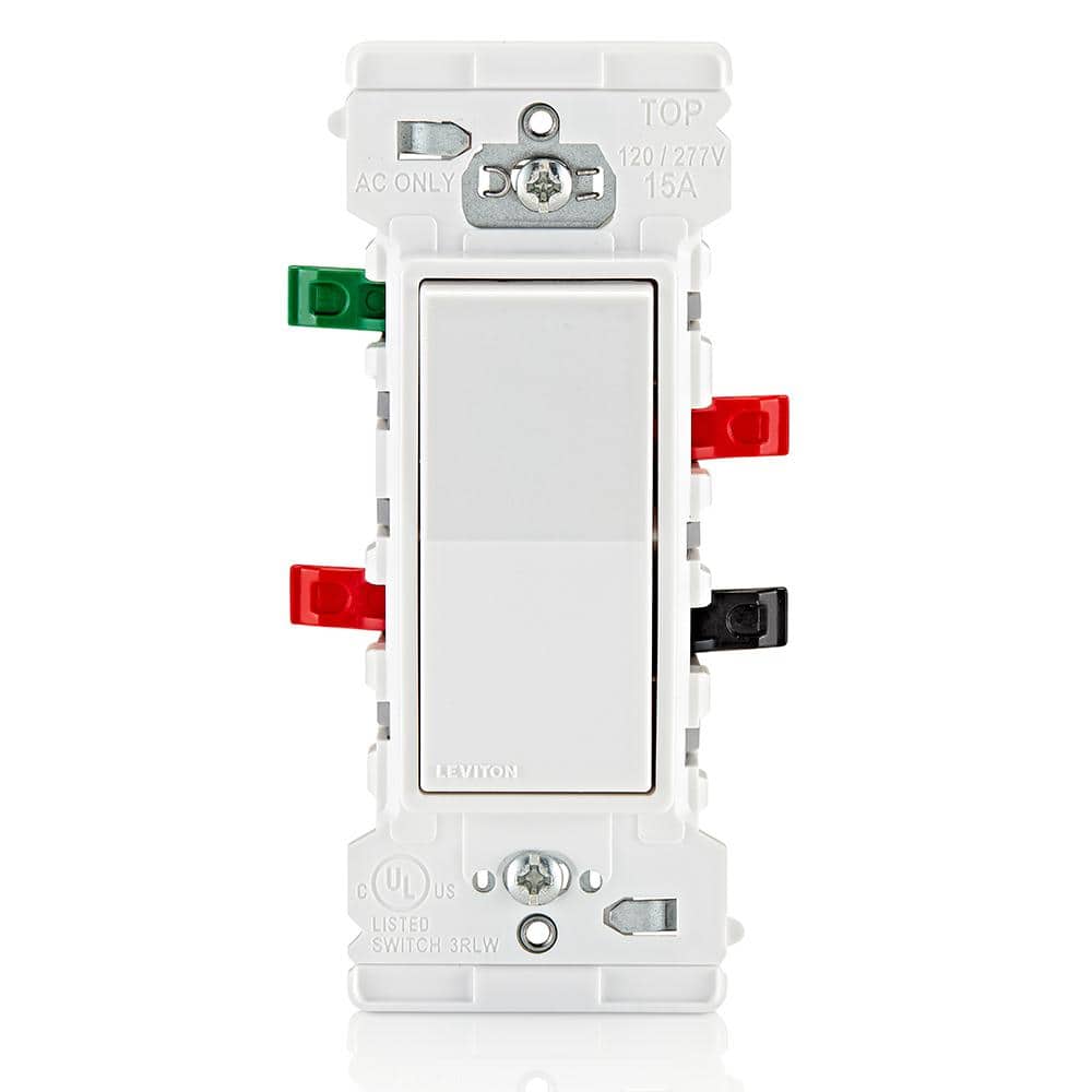 Leviton Decora Lever Edge Easy Install 15 Amp 120/277-Volt 3-Way Switch, White (10-Pack) E5603-MW