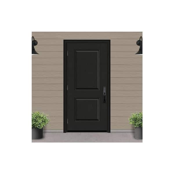 Regency 36 in. x 80 in. 2P Square Top RHOS Onyx Stain Fiberglass Prehung Front Door with 4-9/16 Jamb